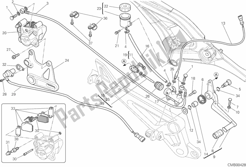 Toutes les pièces pour le Système De Freinage Arrière du Ducati Monster 795 EU Thailand 2012